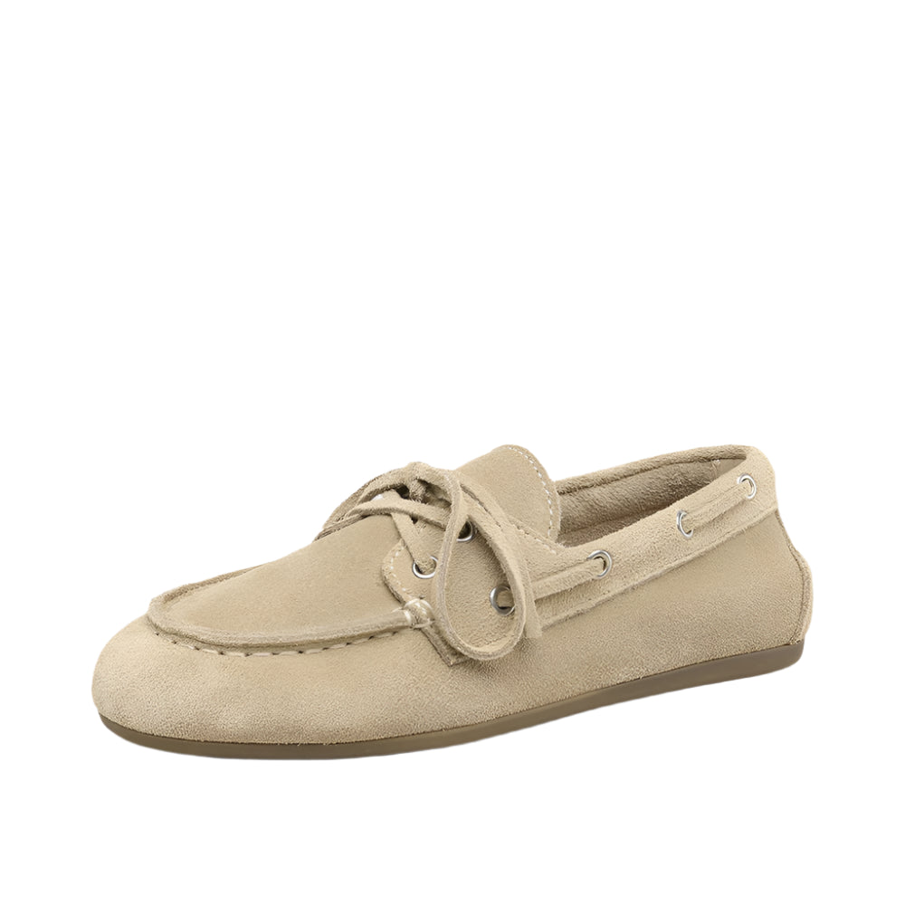 Damskie mokasyny skórzane z wiązaniem i niską podeszwą