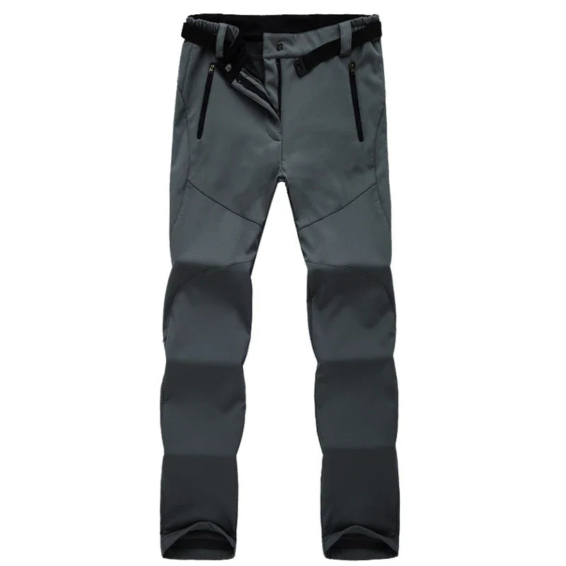 Damskie spodnie trekkingowe softshell ocieplane – wodoodporne spodnie outdoorowe z polarem i kieszeniami