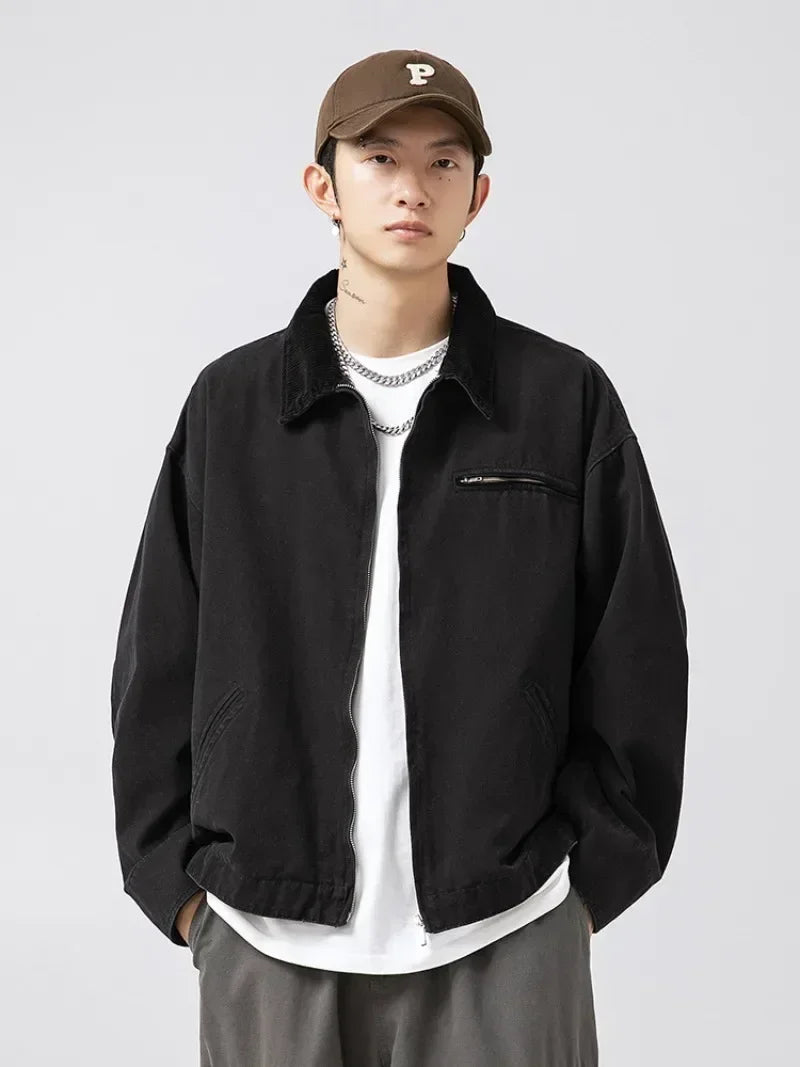 Męska kurtka casual z kołnierzem sztruksowym – lekka kurtka na co dzień