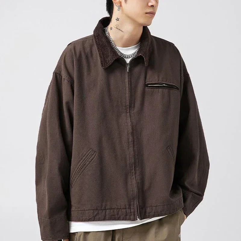 Męska kurtka casual z kołnierzem sztruksowym – lekka kurtka na co dzień