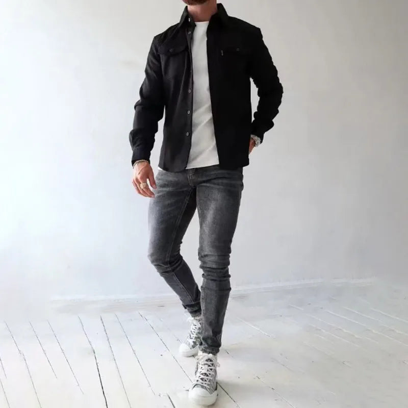 Męska koszula-kurtka z kieszeniami