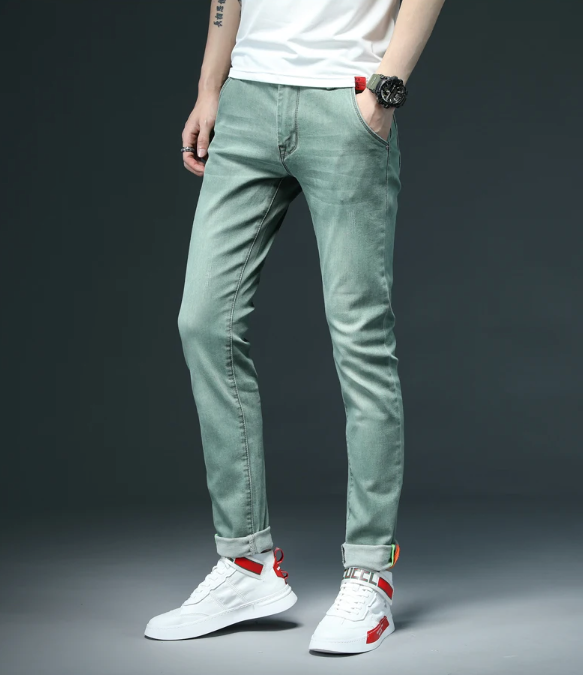 Męskie jeansy z przetarciami skinny stretch