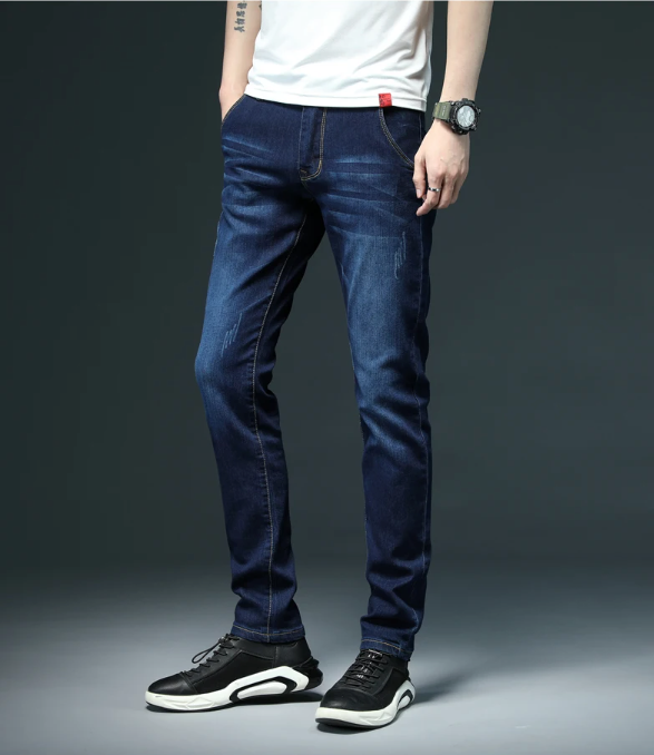 Męskie jeansy z przetarciami skinny stretch
