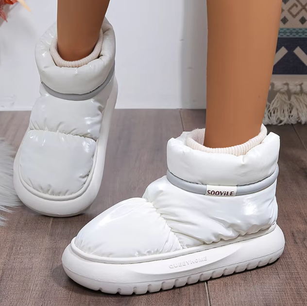 Ocieplane zimowe buty puchowe z elastycznym kołnierzem