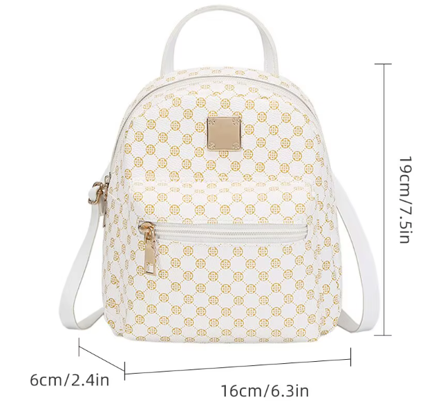 Mały elegancki plecak damski z modnym wzorem