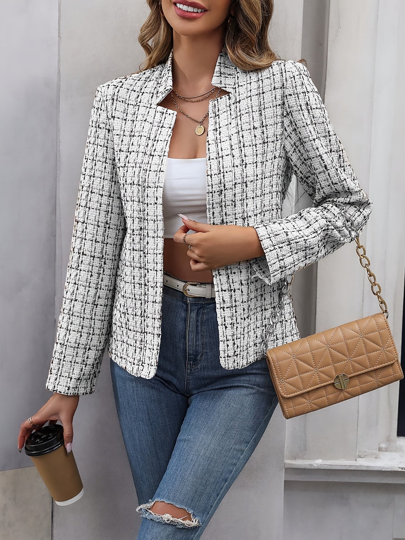 Damska marynarka w stylu tweedowym