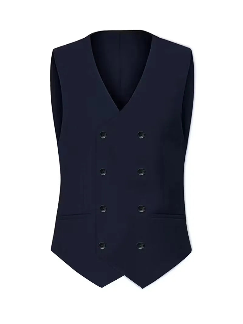 Męski Garnitur 3-Częściowy Slim Fit – Elegancki Garnitur z Dwurzędową Kamizelką