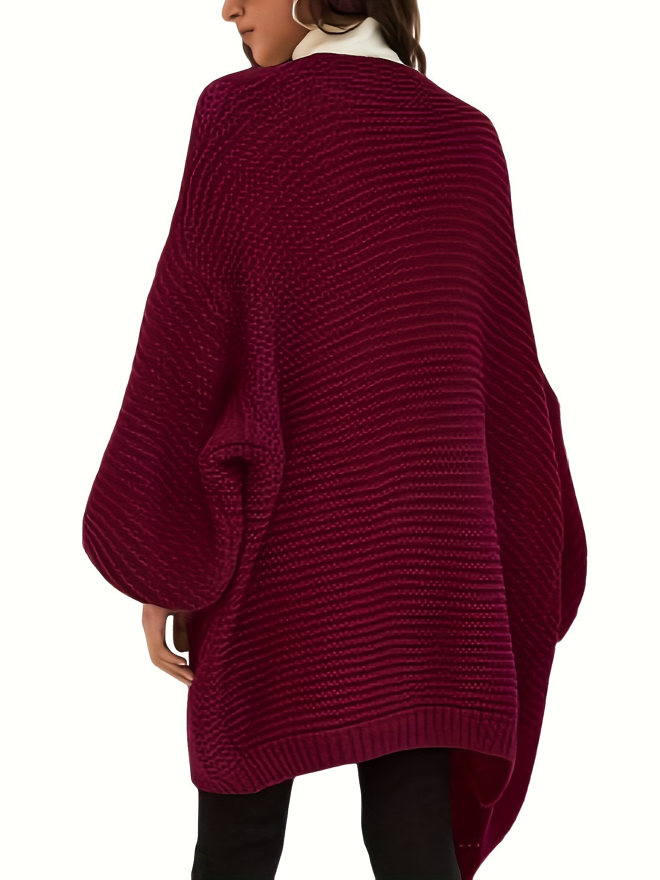 Damski bordowy kardigan z grubym splotem