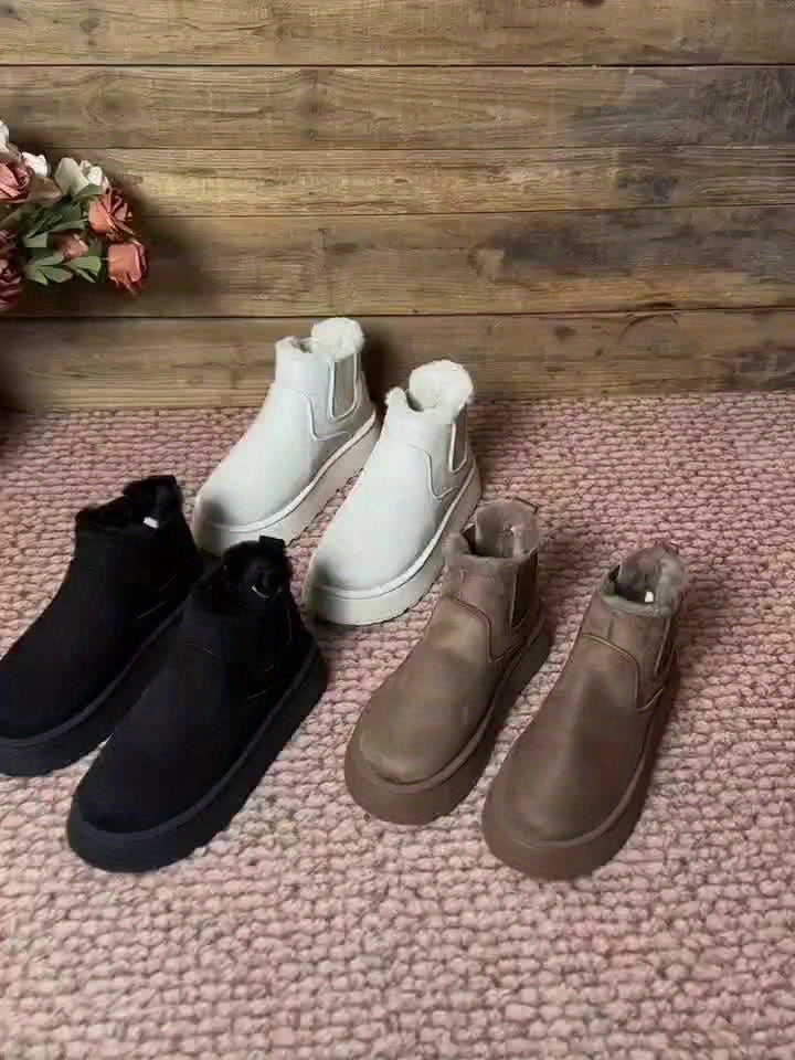 Damskie ocieplane botki na platformie