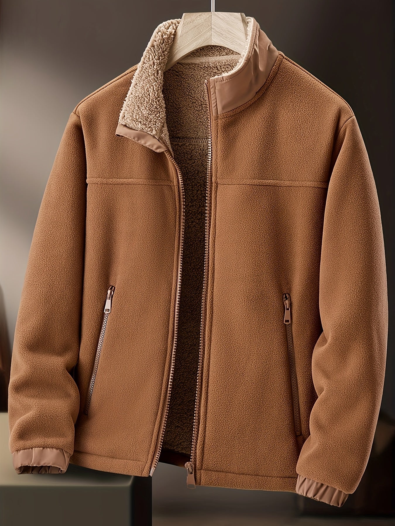 Męska polarowa kurtka z ociepleniem i zamkiem