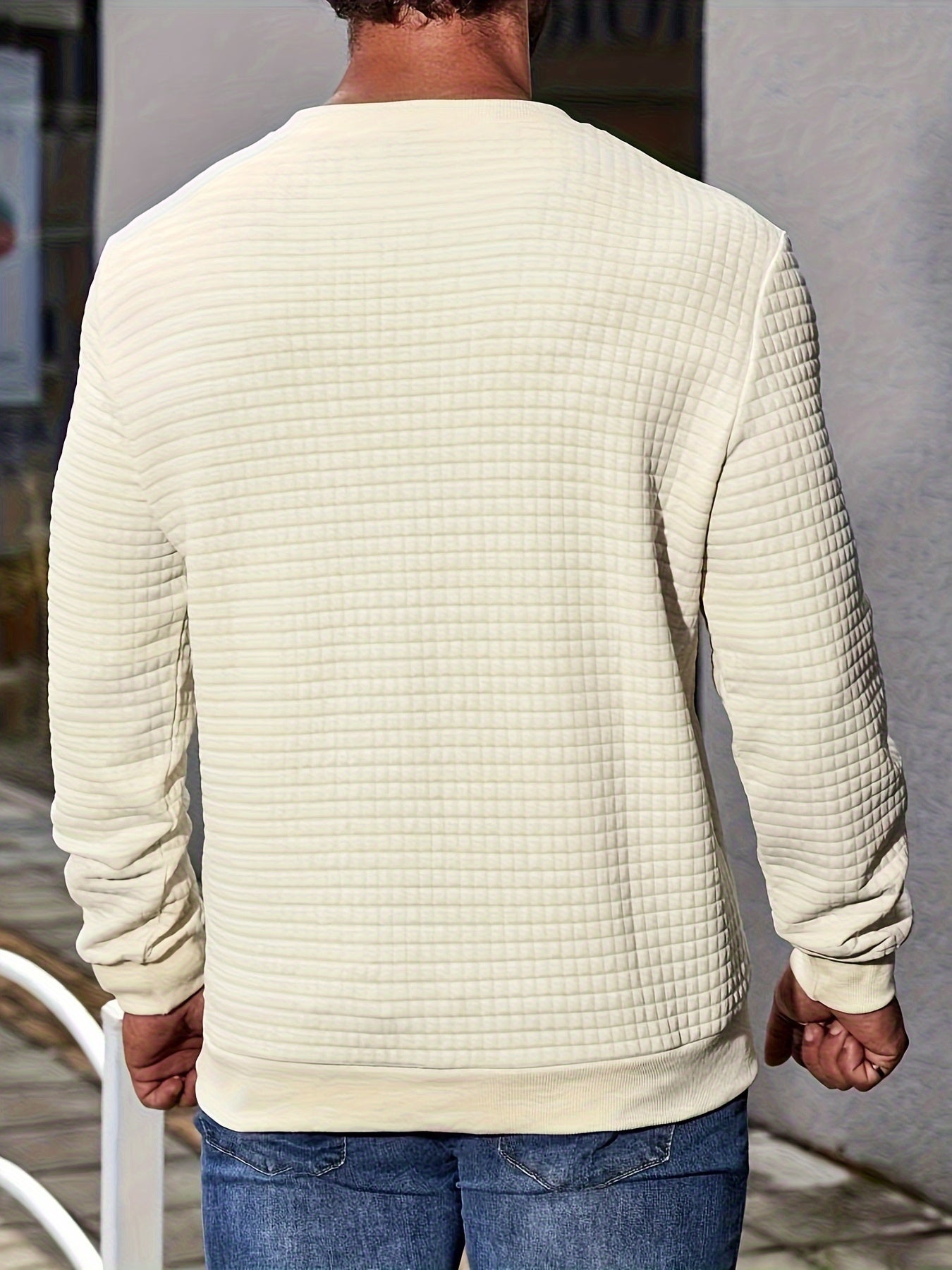 Męska Bluza z Prążkowanym Teksturowanym Wzorem