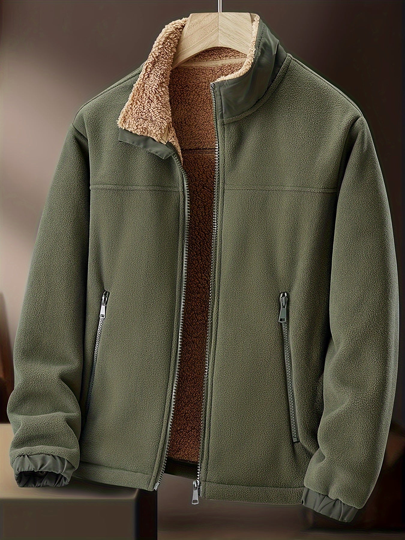 Męska polarowa kurtka z ociepleniem i zamkiem