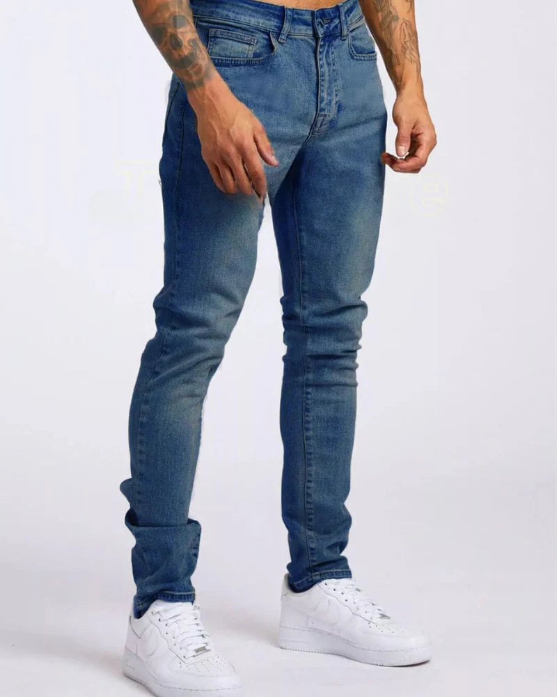 Męskie jeansy slim fit, elastyczne, styl casual-street
