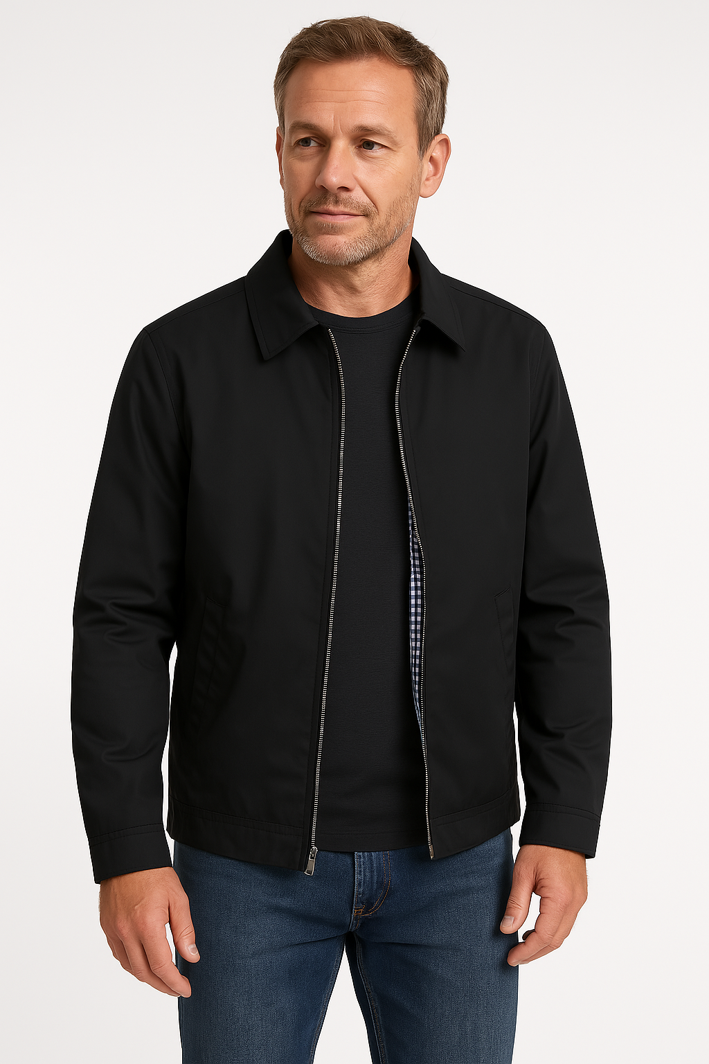 Męska kurtka przejściowa z podszewką w kratę