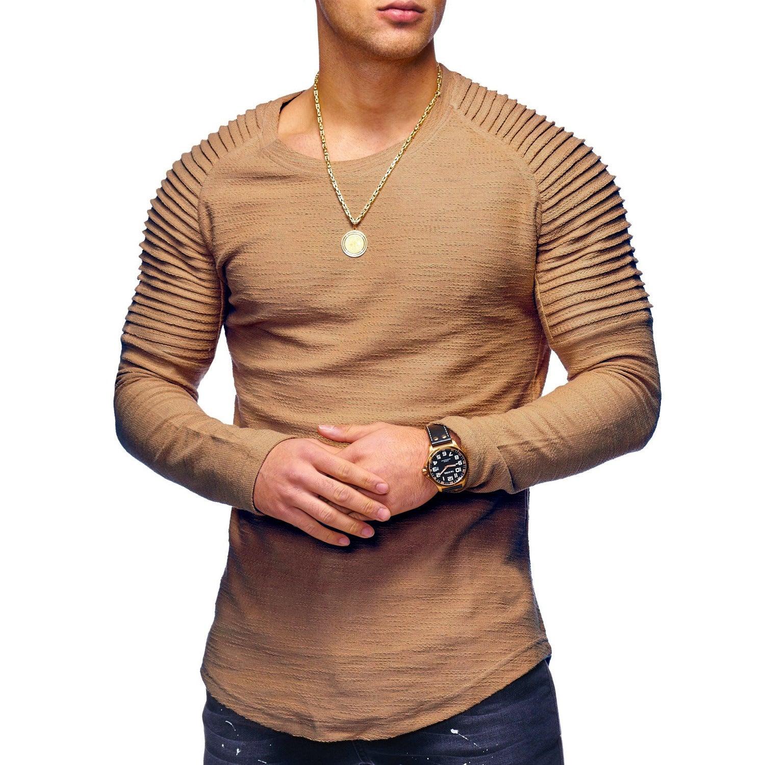 Męska bluza long sleeve z prążkowanymi rękawami