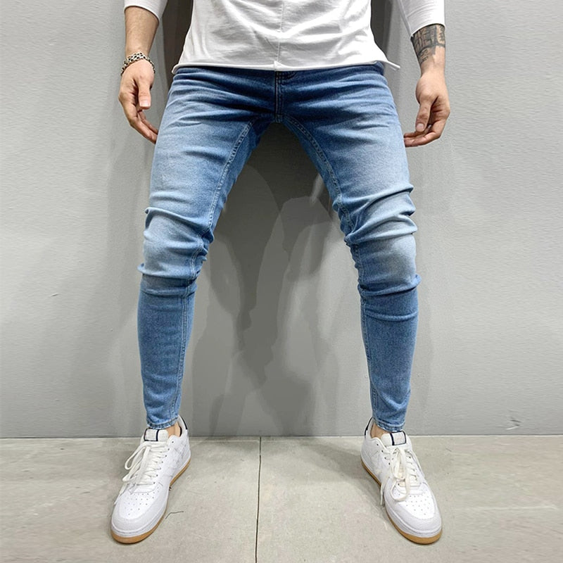 Męskie jeansy skinny fit z lekkimi przetarciami