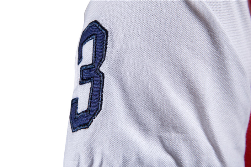 Męska Koszulka Polo z Kontrastowym Wzorem i Haftem