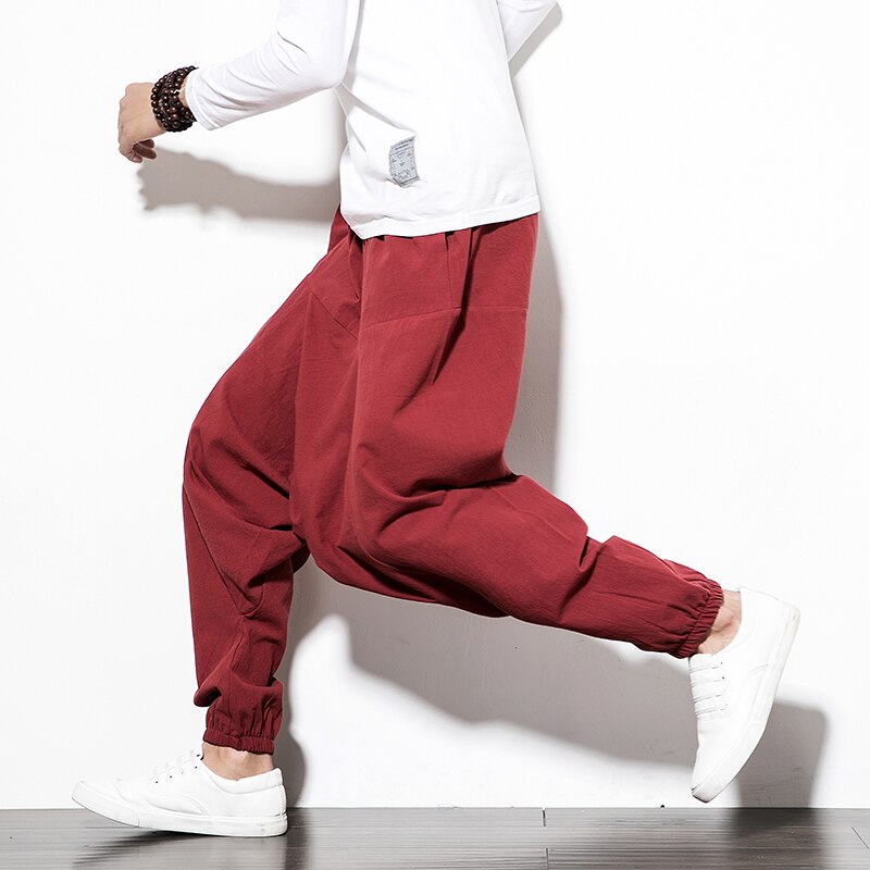 Męskie Spodnie Harem z Elastycznymi Mankietami