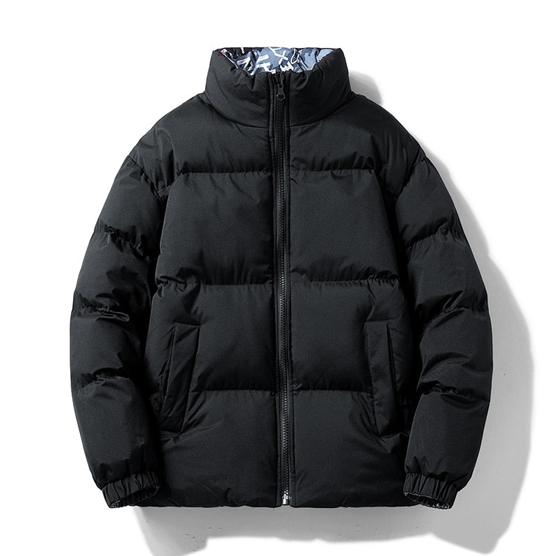 Męska kurtka puchowa zimowa z wysokim kołnierzem