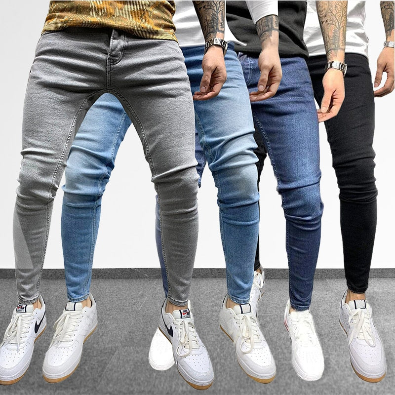 Męskie jeansy skinny fit z lekkimi przetarciami