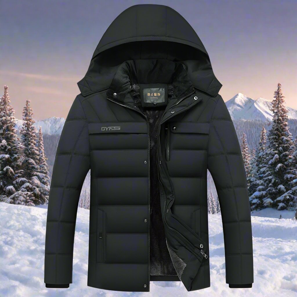 Męska kurtka zimowa z kapturem i ociepleniem