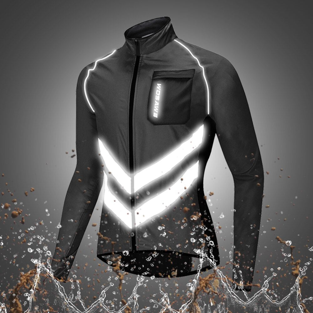 Męska wiatrówka do biegania z odblaskowymi paskami i kapturem