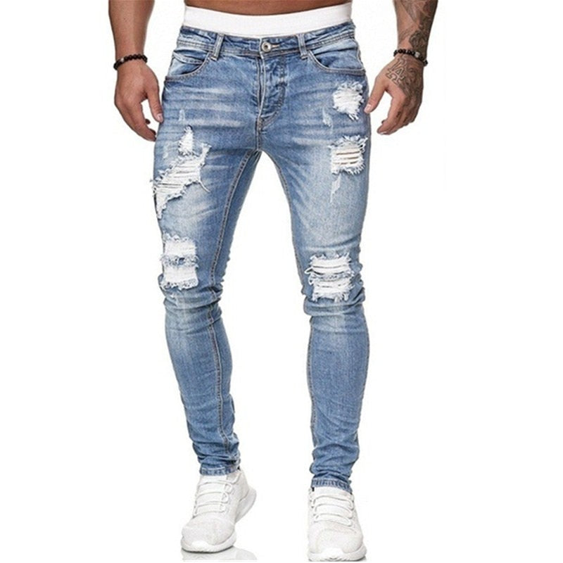 Męskie Skinny Jeans z Rozdarciami