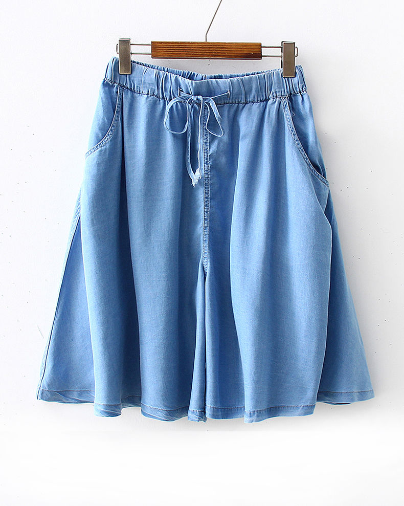 Spódnico-spodnie Jeansowe z Elastycznym Pasem