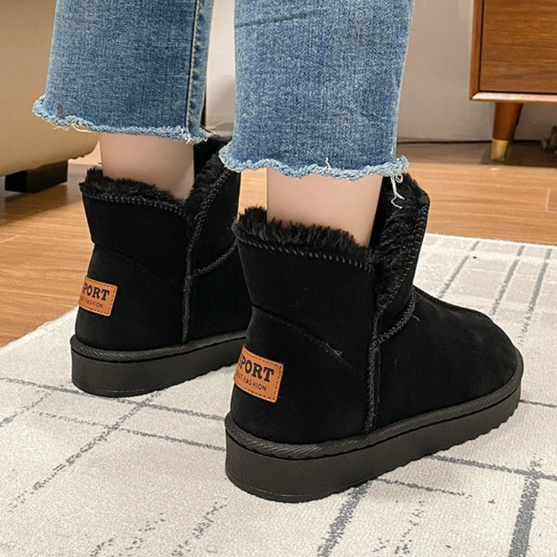 Damskie ocieplane botki zimowe z futerkiem