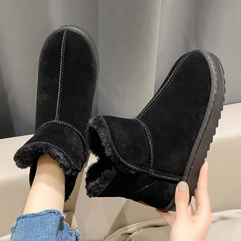 Damskie ocieplane botki zimowe z futerkiem