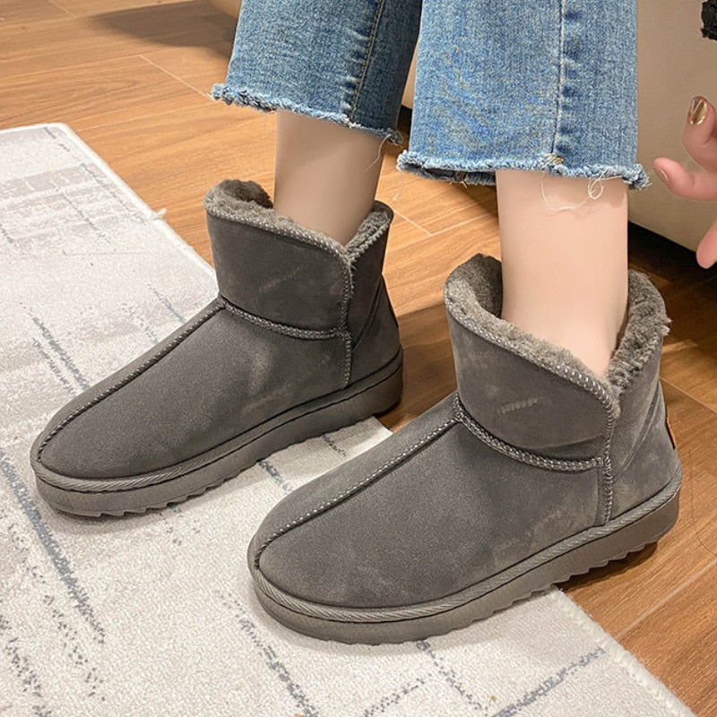 Damskie ocieplane botki zimowe z futerkiem