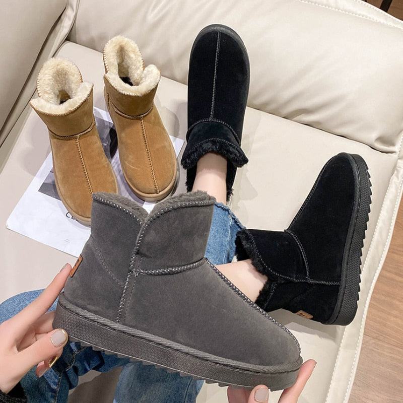 Damskie ocieplane botki zimowe z futerkiem