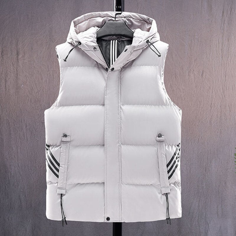 Męska pikowana kamizelka ocieplana bezrękawnik z kapturem