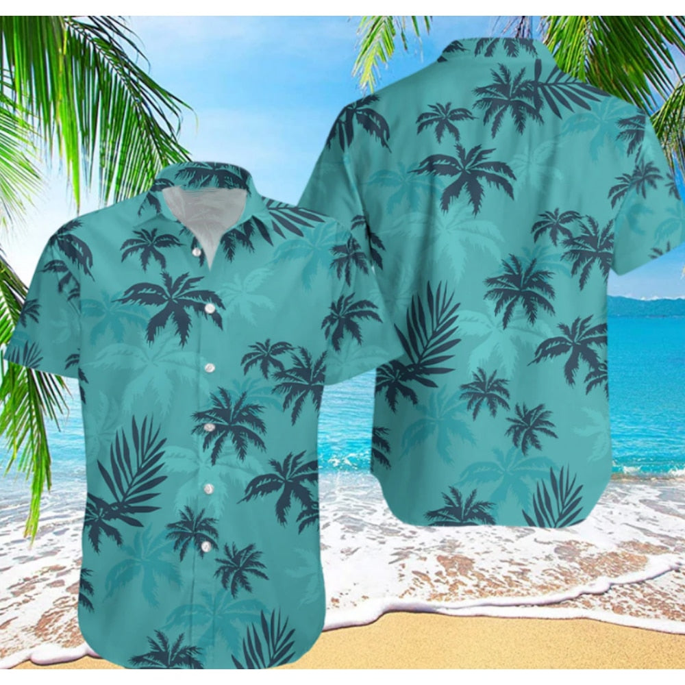 Męska Koszula Plażowa z Wzorem Palm i Krótkim Rękawem