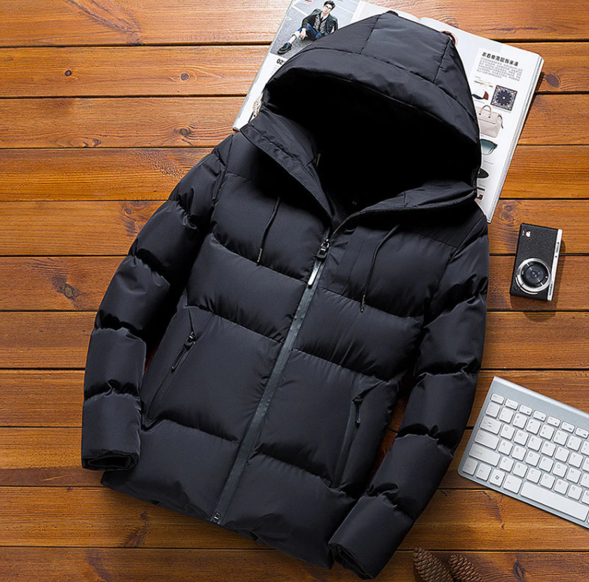 Męska puchowa kurtka zimowa z kapturem