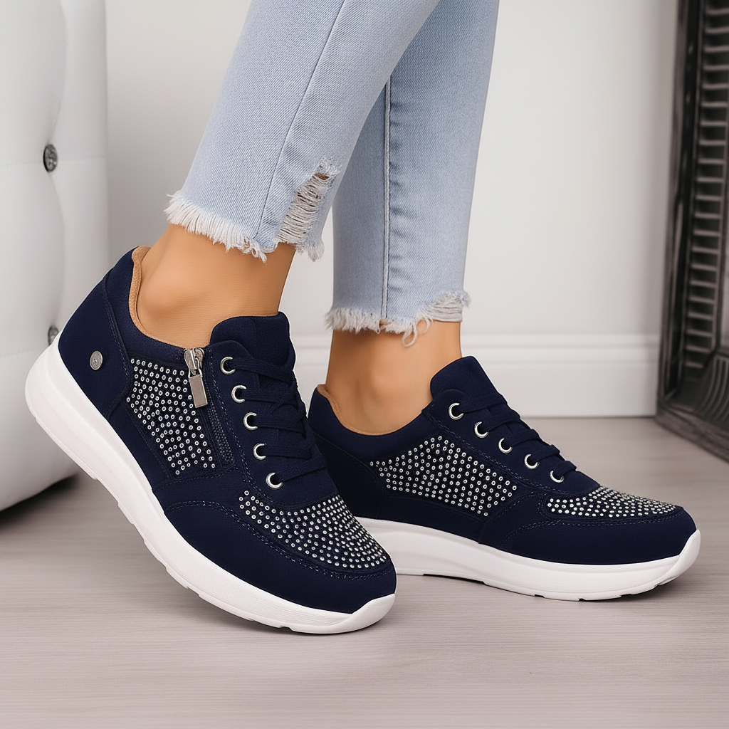 Damskie ortopedyczne sneakersy buty z zamkiem i amortyzującą podeszwą