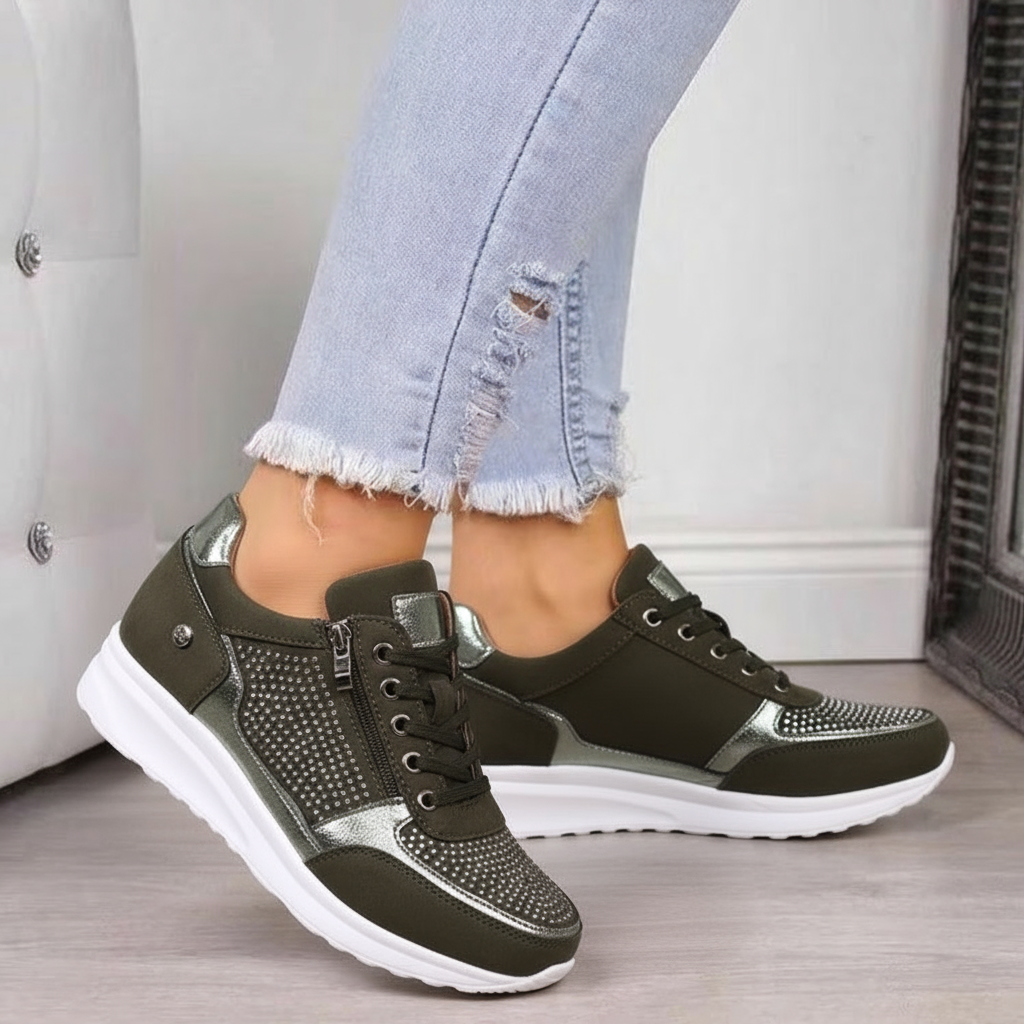 Damskie ortopedyczne sneakersy buty z zamkiem i amortyzującą podeszwą