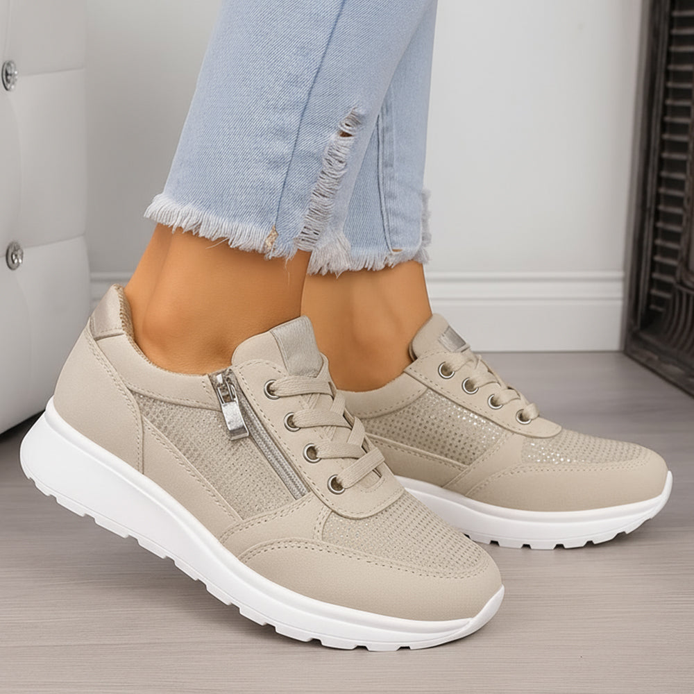 Damskie ortopedyczne sneakersy buty z zamkiem i amortyzującą podeszwą