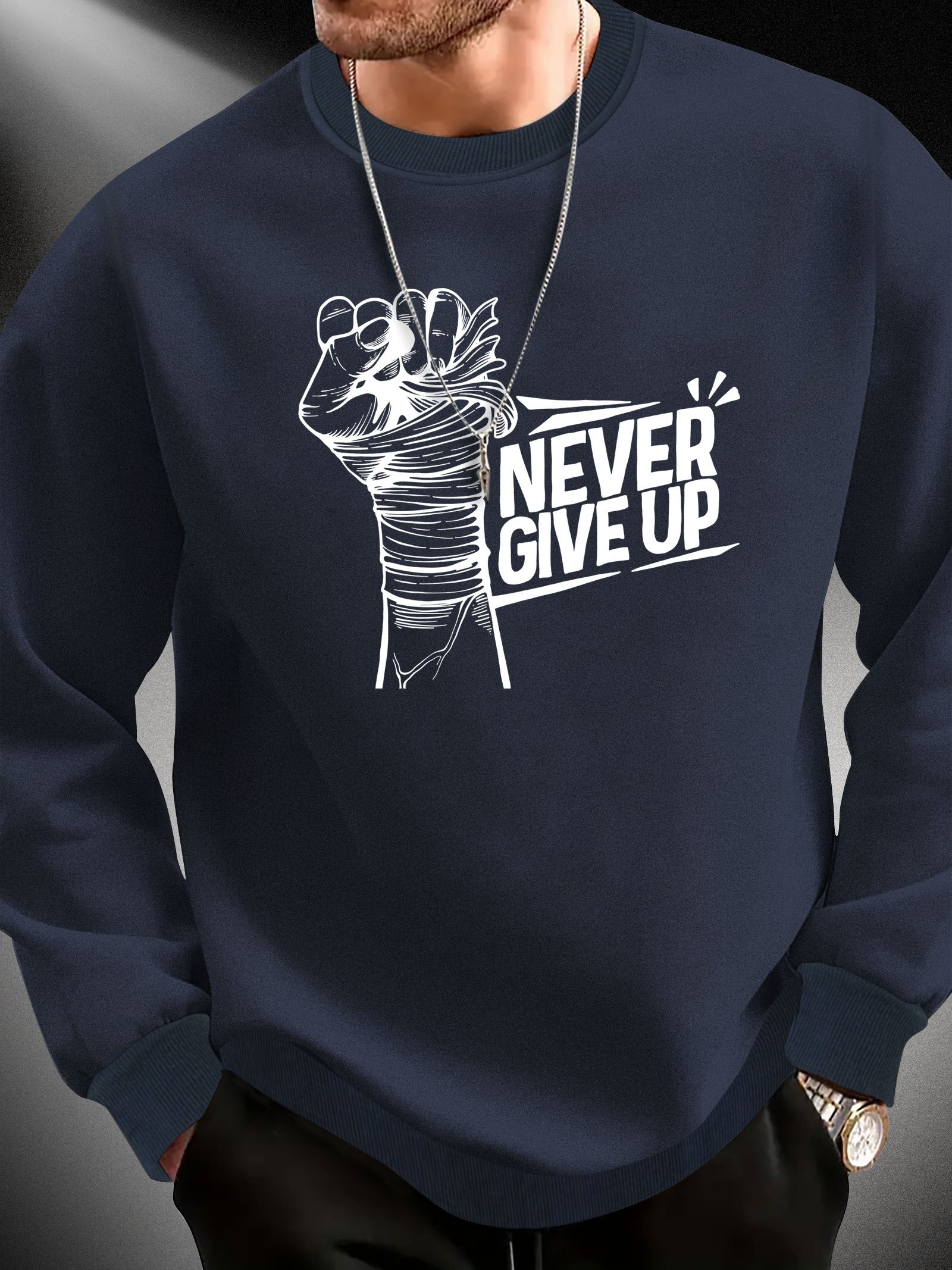 Motywacyjna bluza męska "Never Give Up"