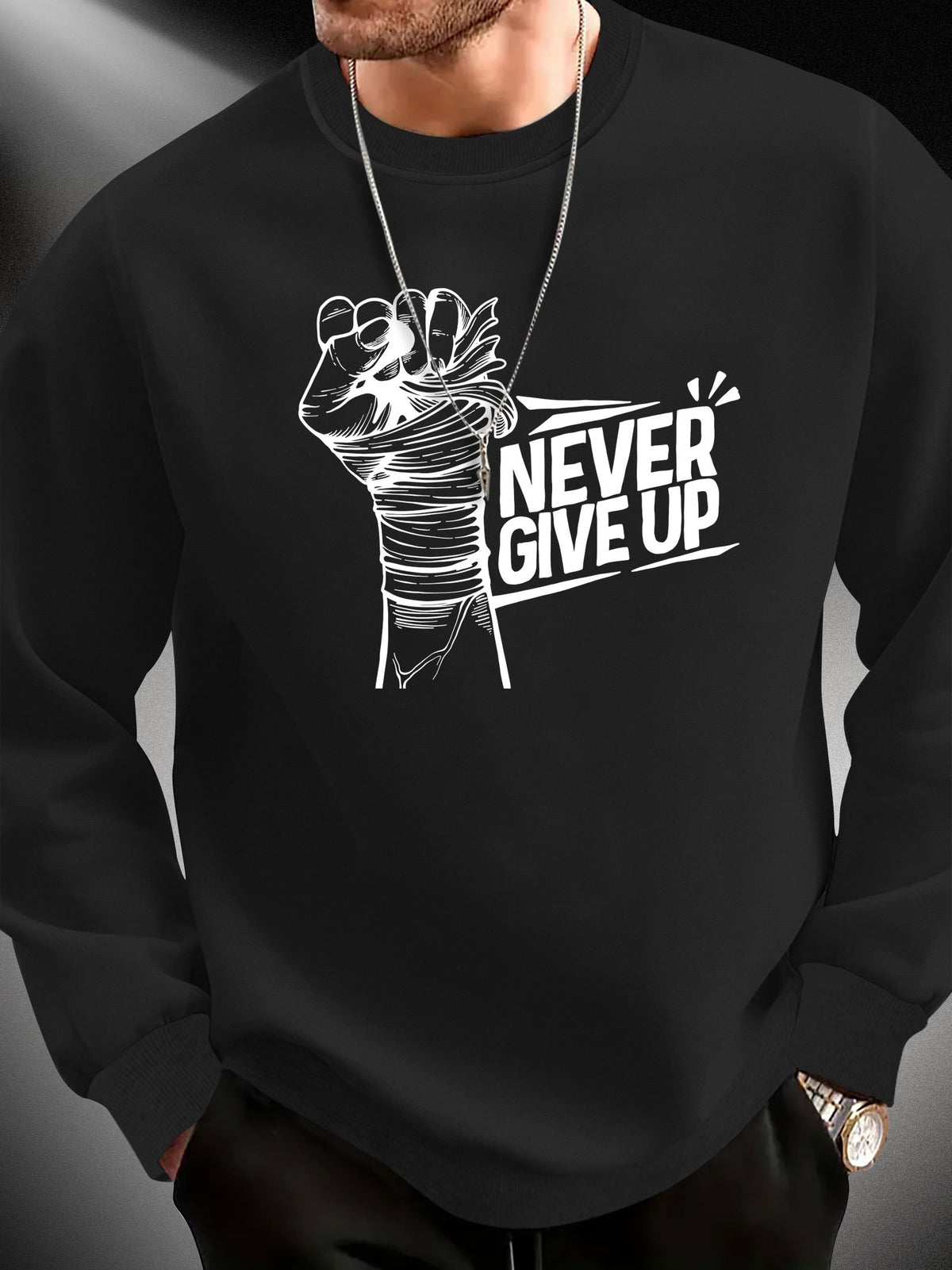 Motywacyjna bluza męska &quot;Never Give Up&quot;