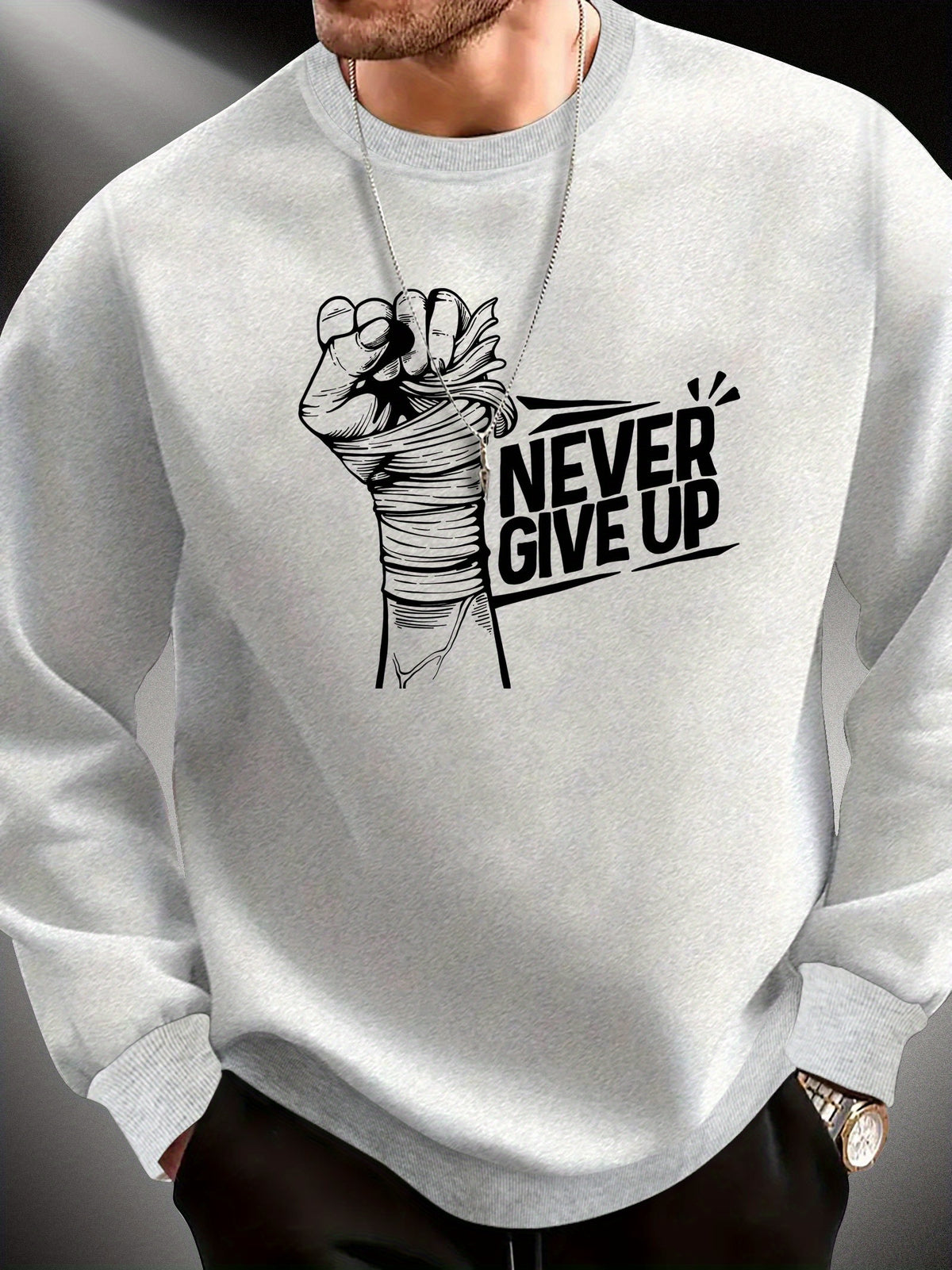 Motywacyjna bluza męska "Never Give Up"