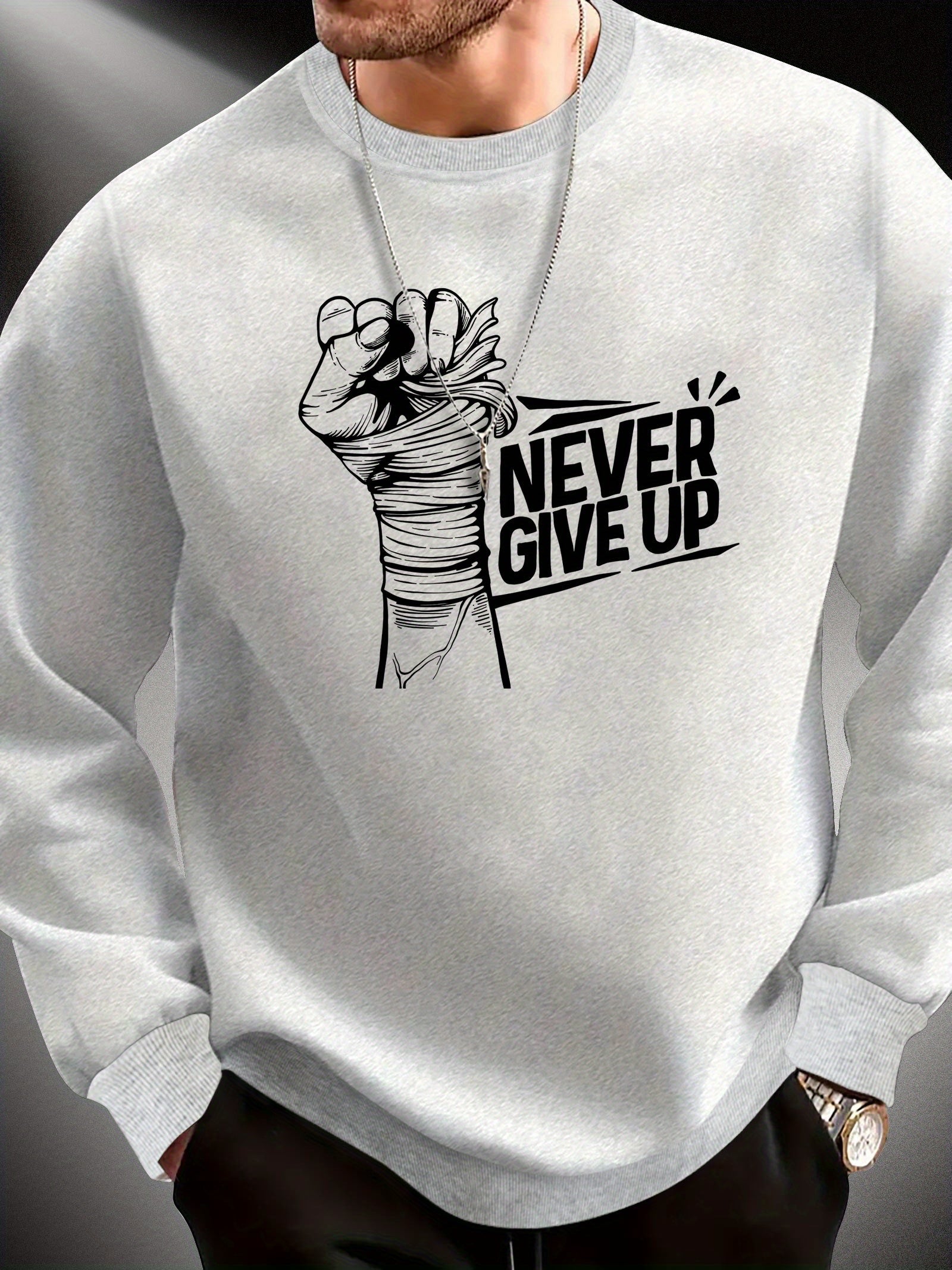 Motywacyjna bluza męska "Never Give Up"