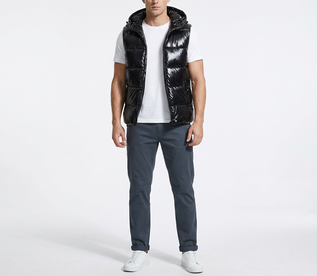 Puchowy męski bezrękawnik z kapturem Jacky