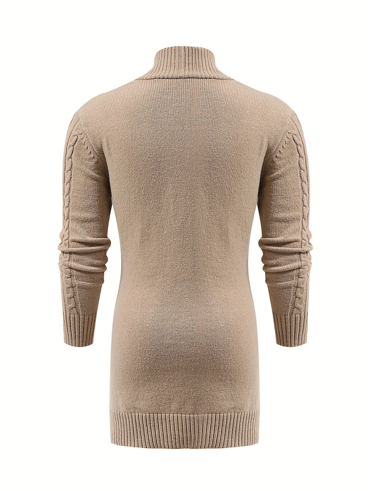 Męski Długi Sweter Kardigan z Warkoczowym Wzorem