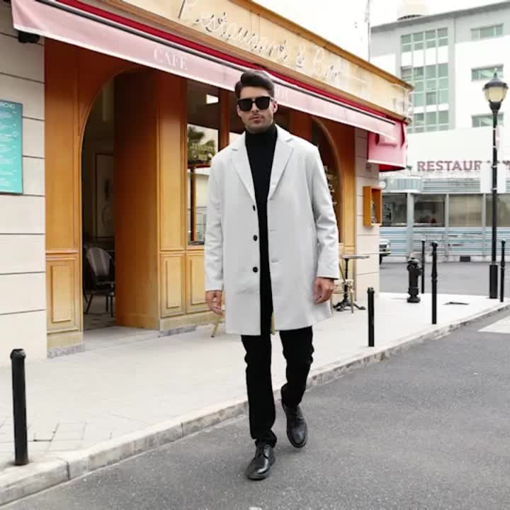 Męski elegancki płaszcz jednorzędowy