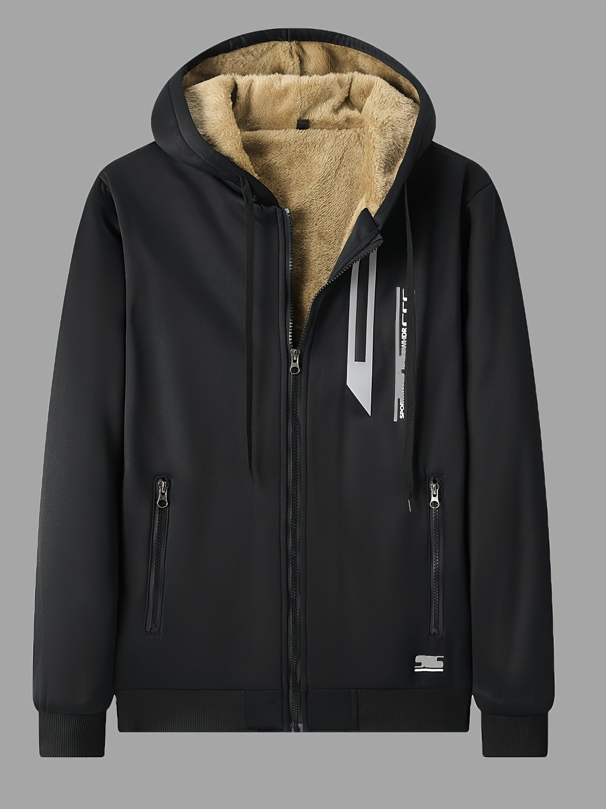 Męska ocieplana bluza z kapturem i zamkiem