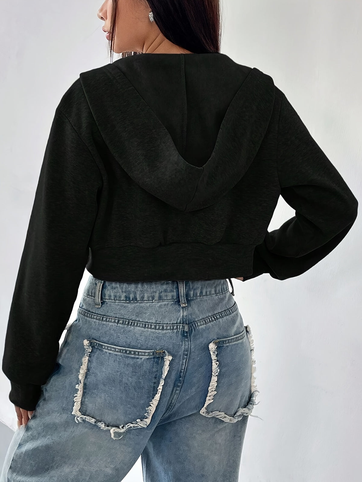 Damska Krótka Bluza z Kapturem na Zamek