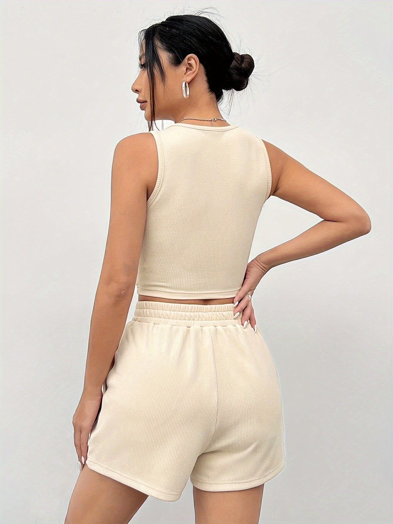 Damski Komplet Letni Top i Szorty w Stylu Casual