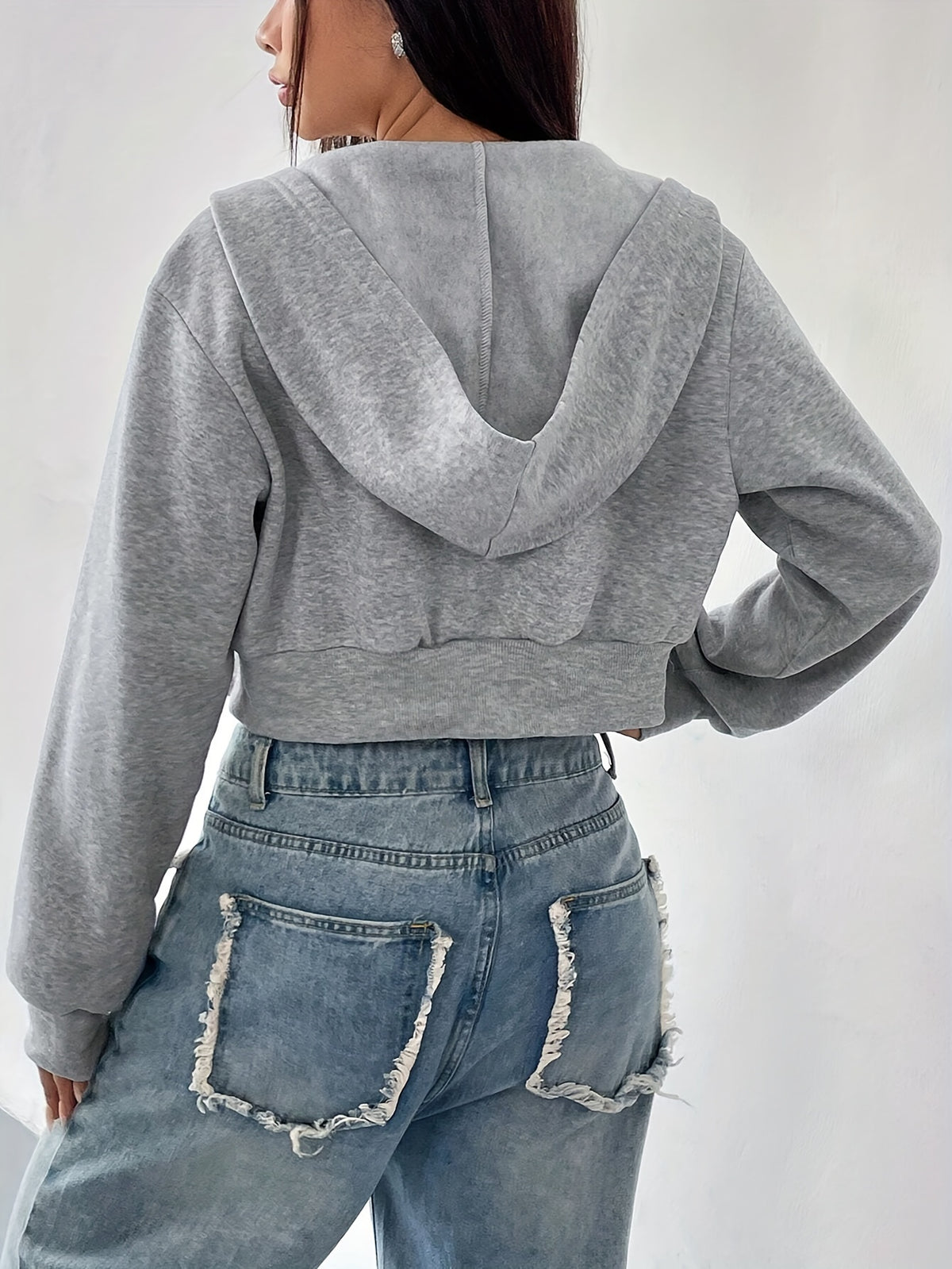 Damska Krótka Bluza z Kapturem na Zamek