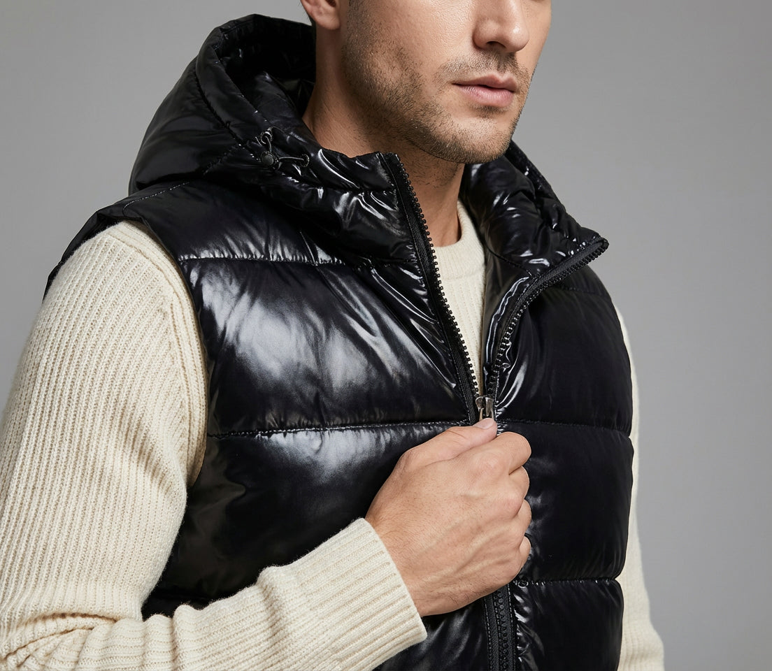 Puchowy męski bezrękawnik z kapturem Jacky